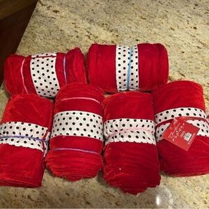 Red ribbon, velvet feel, red with black and white trim